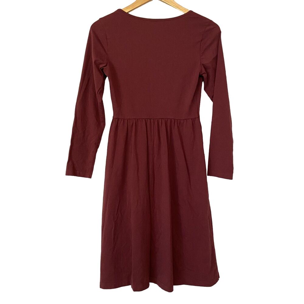 Ouges Dress Sz S Maroon Red Long Sleeve Button Po… - image 2